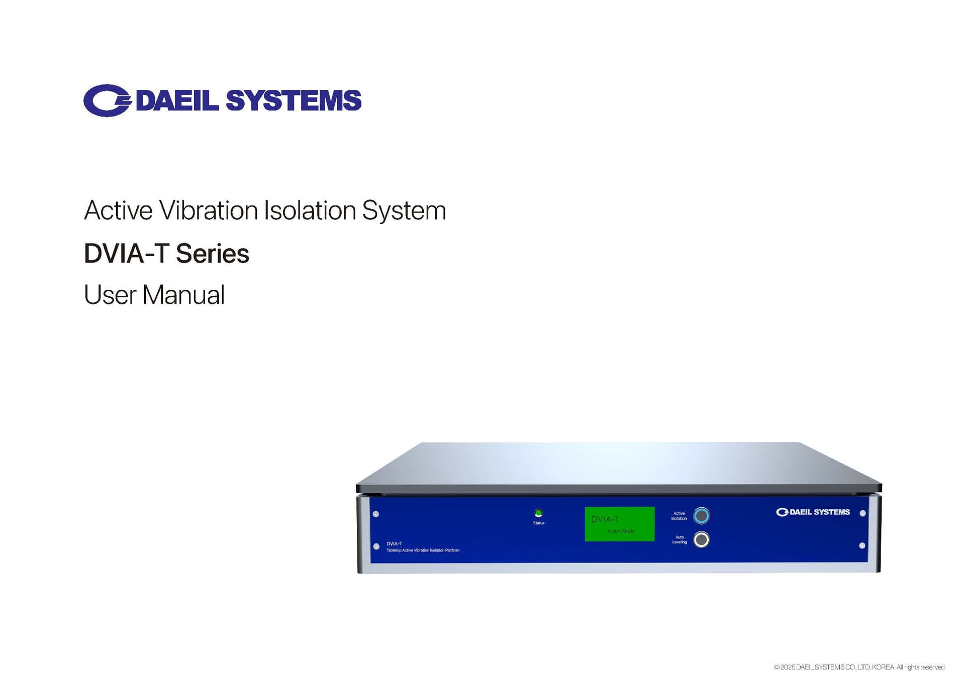 DVIA-T Tabletop Active Platform User Manual