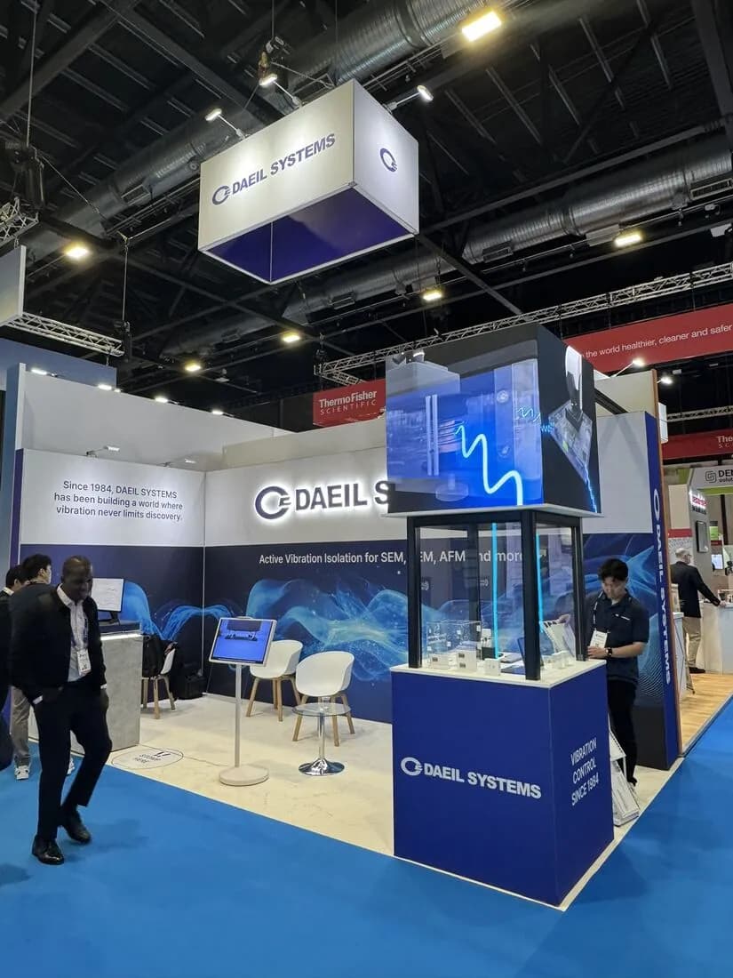 Stand 345 from the aisle, the display tower above the showcase.