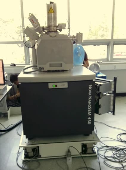 Korea Institute of Industrial Technology — M-1000 P9 relocation vibration survey (FEI Nova Nano SEM 450, 2015-07-16)